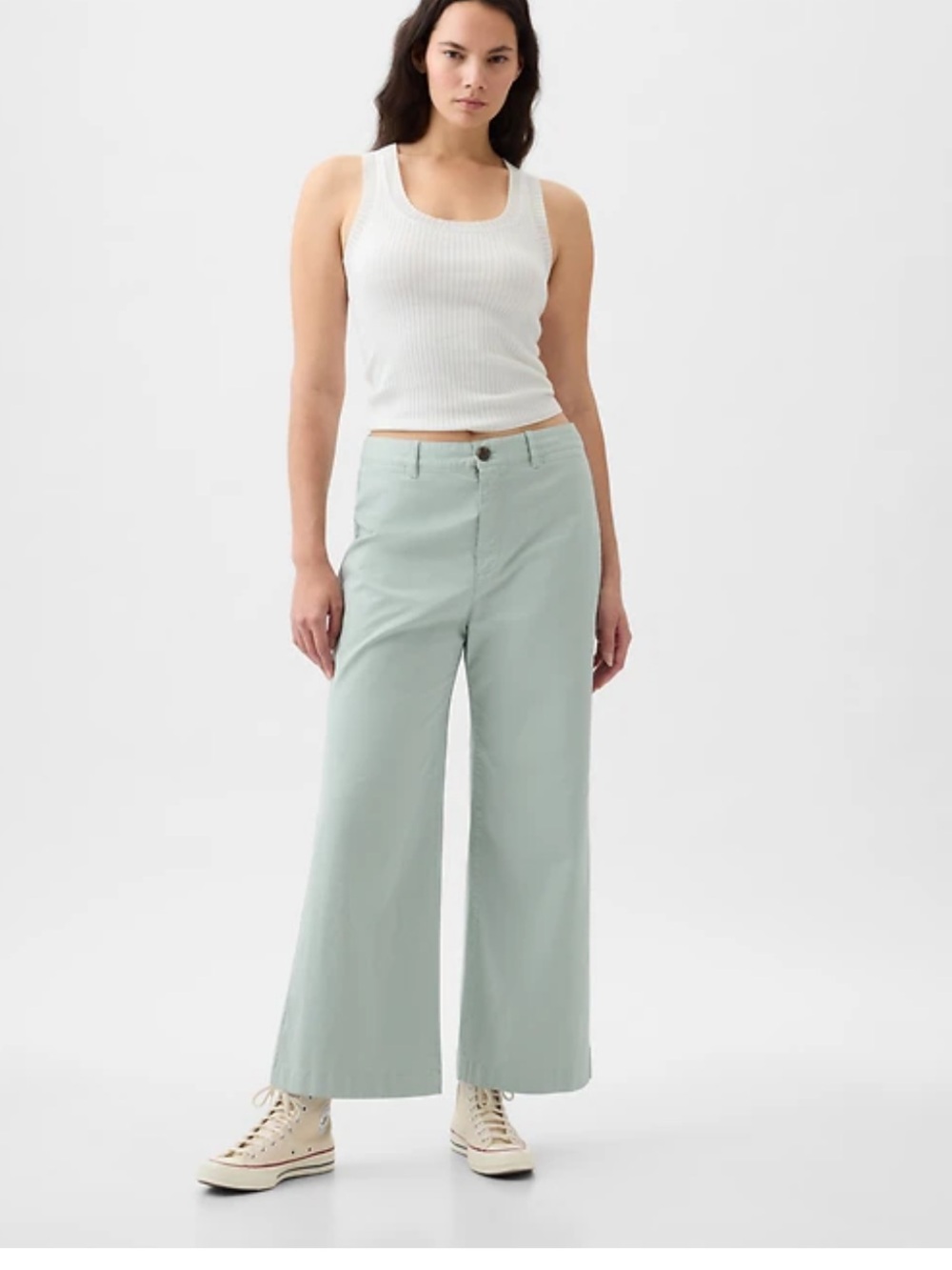 GAP Wide-Leg High Rise Stride Ankle Pants Light Mint 00 Jeans NEW Spring Preppy - Picture 2 of 8